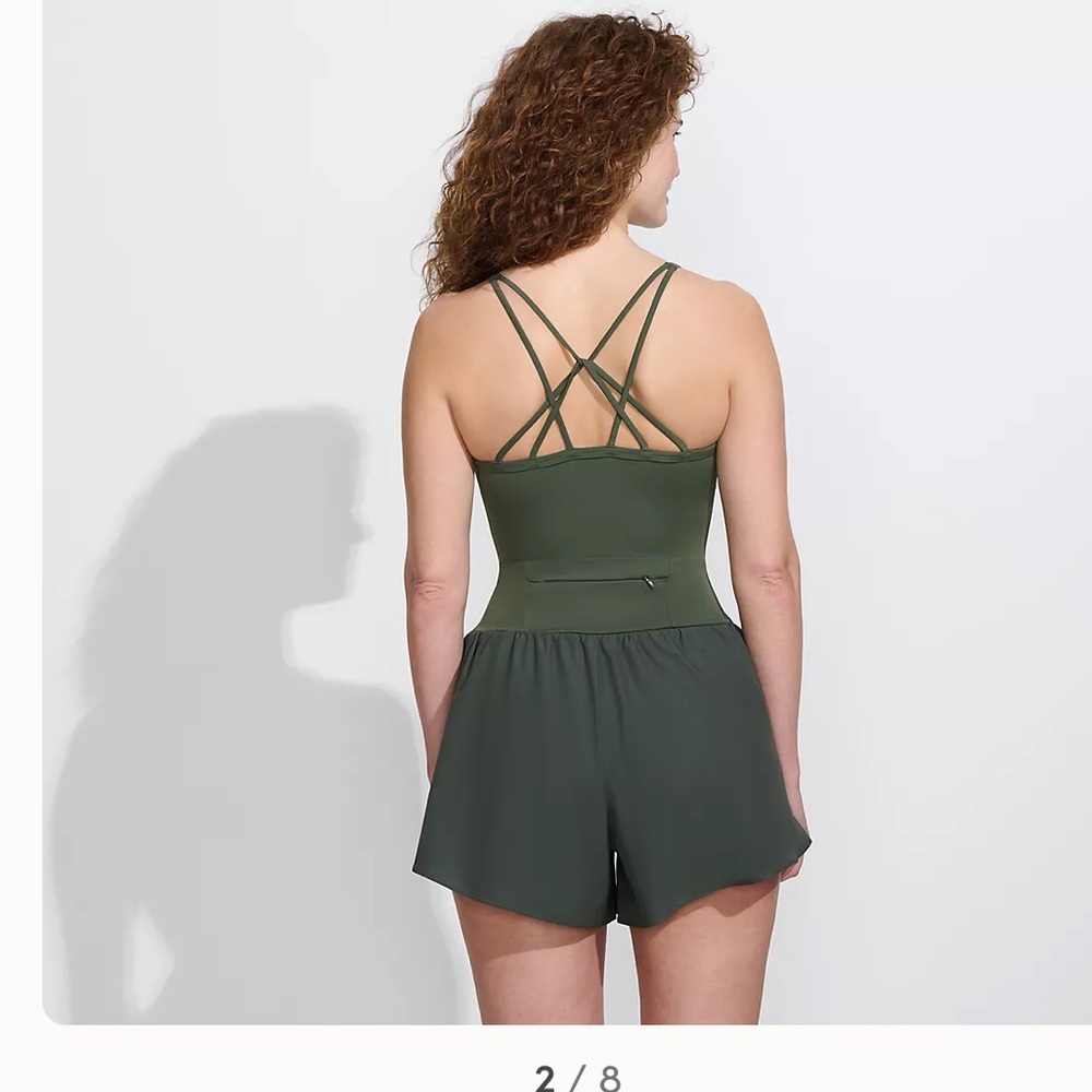 Lands End Tugless Strappy X-Back Romper Swimsuit - Picture 2 of 6